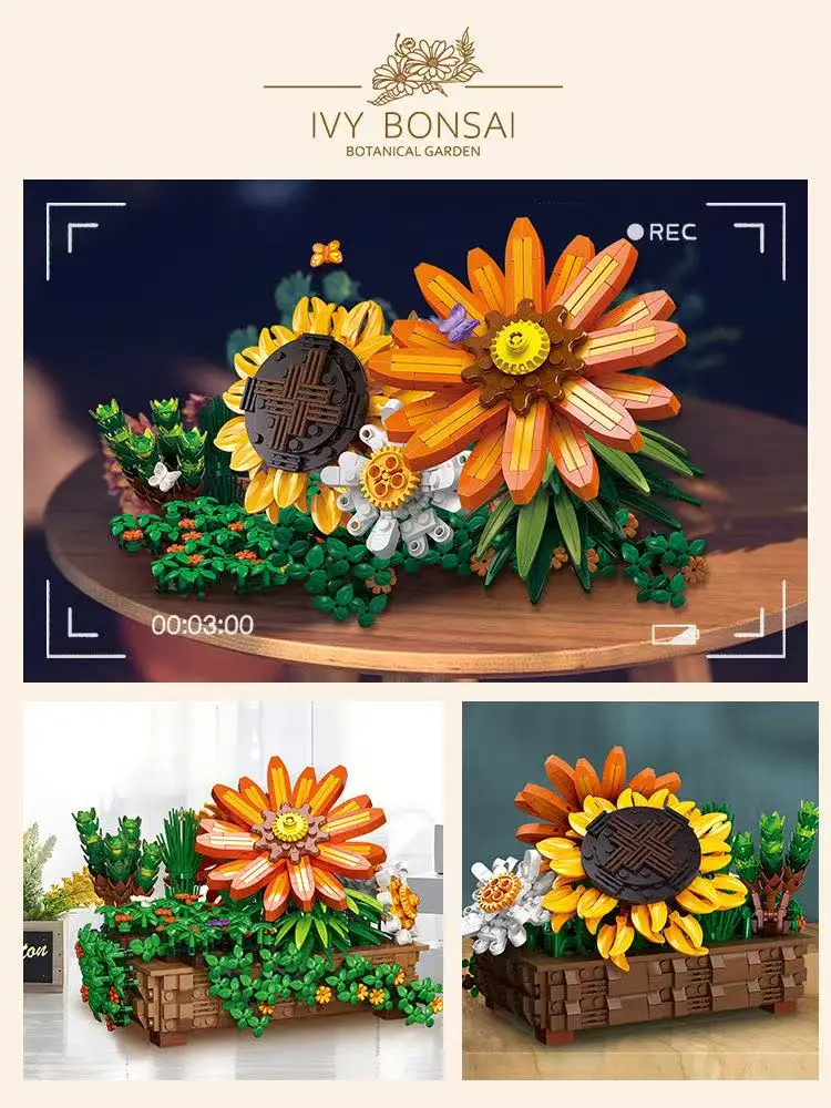 

Новые китайские строительные блоки, горшечные растения серии JJ9034, горшечные растения с тигром, собранное украшение для девочек 6-12 лет