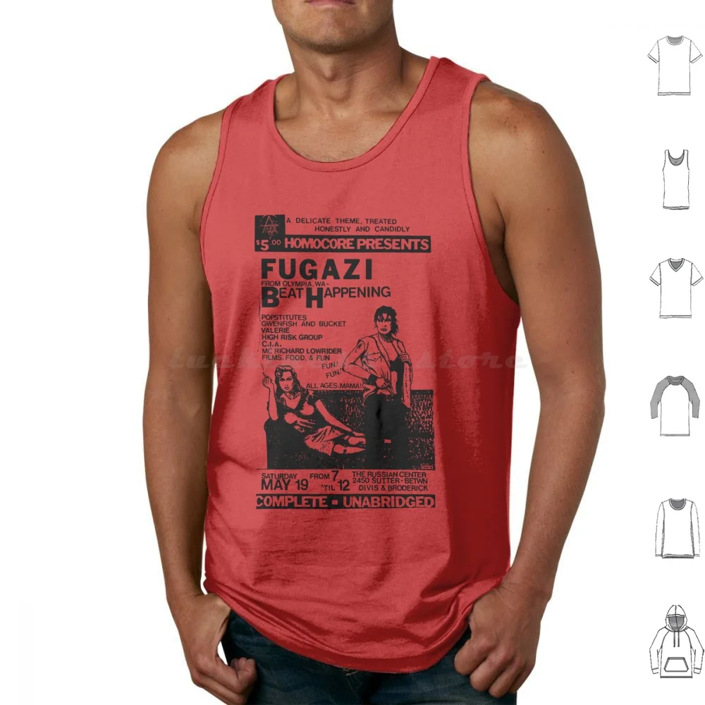 Fugazi Beat Happening Gig Poster Tank Tops Vest Sleeveless Fugazi Beat Happening Hardcore Emo Indie