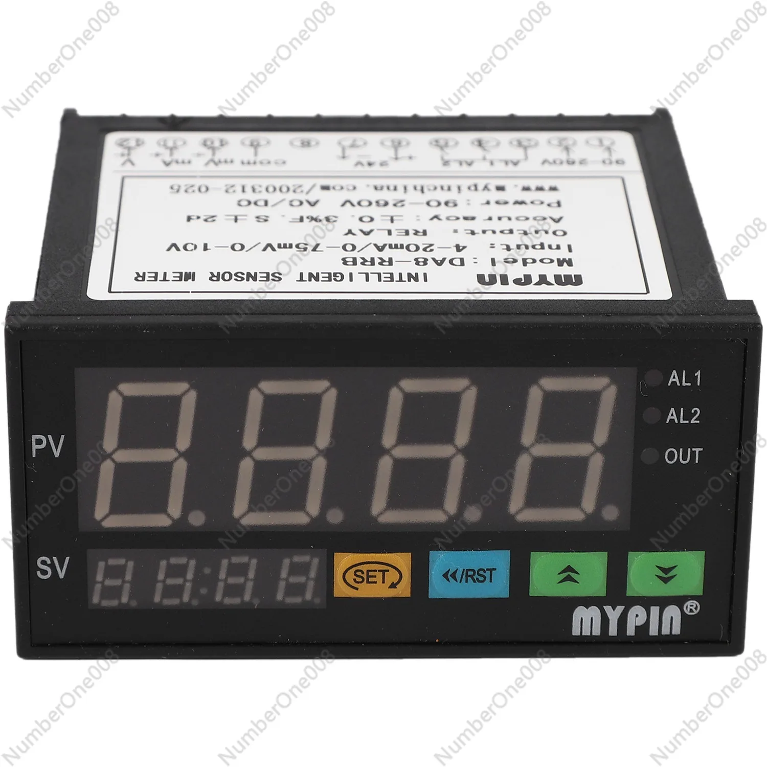 mypin Digital Sensor Meter Multi-Functional Intelligent Led Display 0-75Mv/4-20Ma/0-10V 2 Relay Alarm Output Da8-Rrb