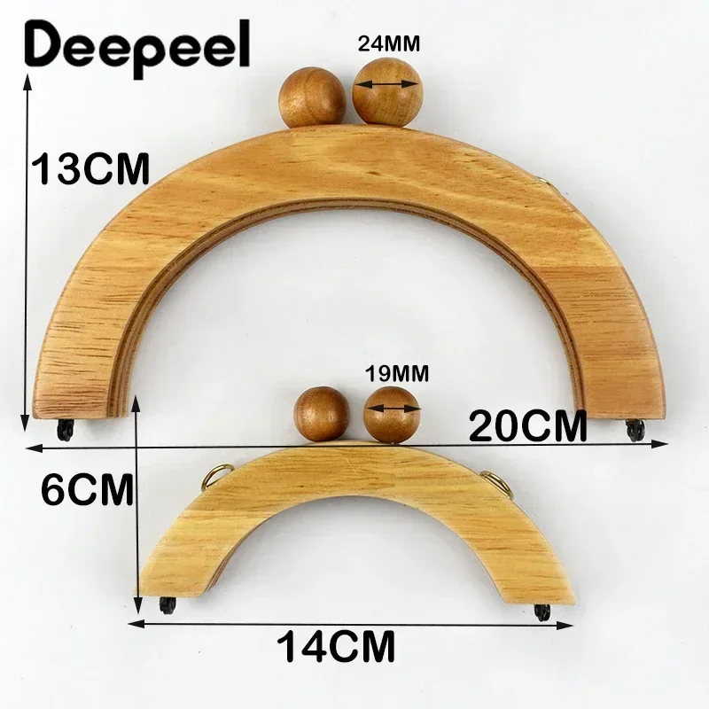 Deepeel Wooden Bag Handle 14/20cm Purse Frames Kiss Clasp for Handbags Wallet DIY Handmade Sewing Brackets Bags Accessories