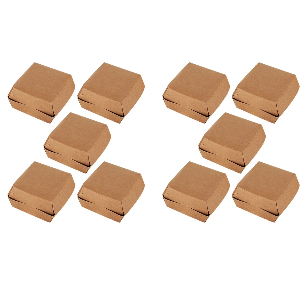 

30 Pcs Burger Box Takeaway Boxes Packaging Container Food Supply Kraft Paper Case Storage Containers