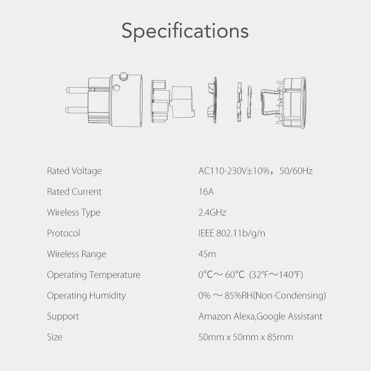 Matter wifi Smart Plug 16A con Power Monitor Smart Socket Tuya Home Appliance lancent Outlet funziona con Homekit Alexa Google