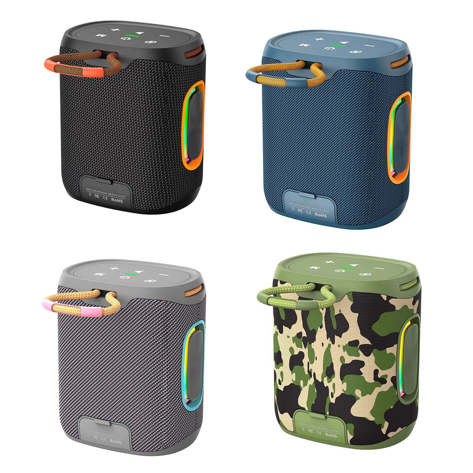 

25W Portable BT Speaker with RGB Lights, Outdoor Waterproof Sound Box, 76mm Booming Bass, AUX/U Disk/TF Card Music Playback