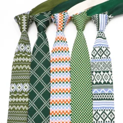 New Fashion Men's Knit Tie For Winter Party Dinner Floral Plaid Striped Slim Flat Necktie Green Red Style Cravat Daily Wear Gift