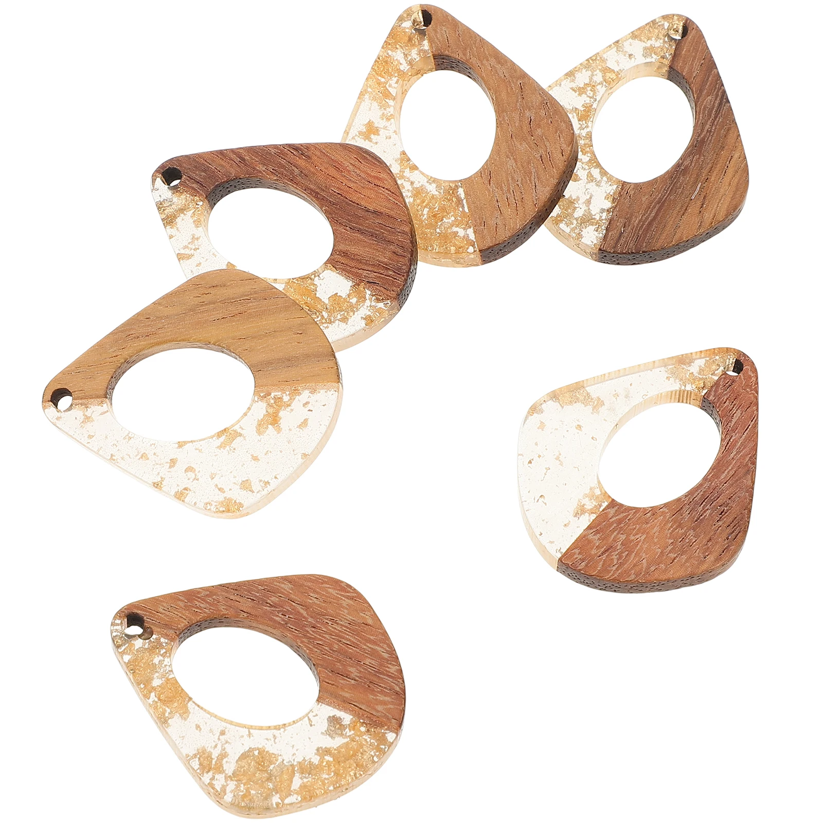 

6pcs Water Drop Earring Charms Retro DIY Jewelry Making Supplies Wood Resin Pendant Findings Crafts Accessories