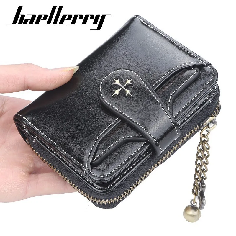 1 Stück/Baellerry Ultradünne Damen-Geldbörse, Mini-Kurzbörse, Druckknopf-Verschluss, 70% Rabatt, Kartenhalter, Geeignet für den täglichen Gebrauch, Mehrere Kartenfächer, Sicherer Verschluss – Detail 5
