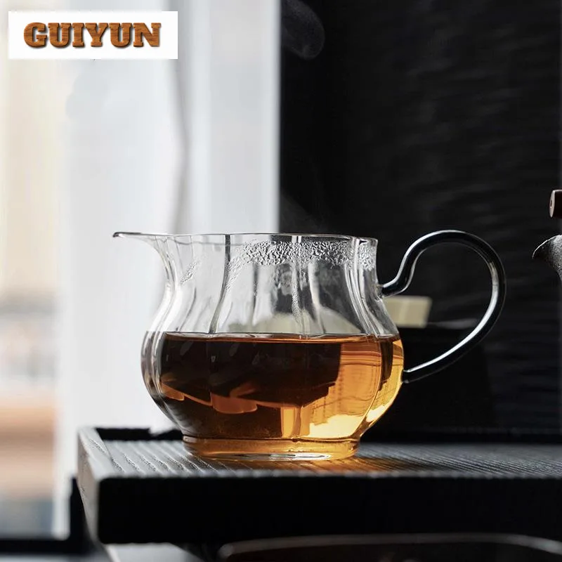 220ml Japanese Transparent Glass Heat Resistant Handle Tea Pitcher Ancient Cha Hai Justice Cup Oolong Tea Services Accessories