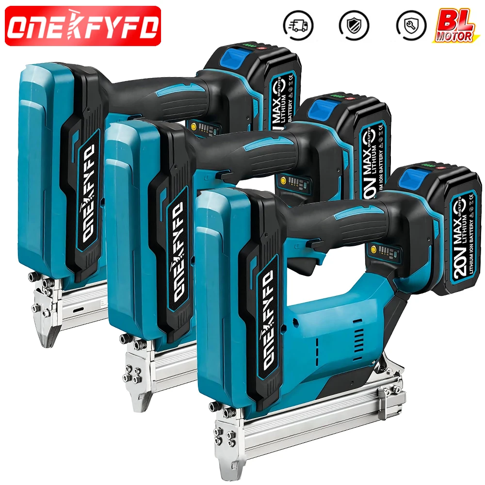 Straight U Staples Brushless Nail Gun Battery Powered Wireless Cordless Electric Stapler for Makita 18V Battery Woodworking