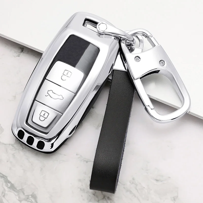 New Car Key Case Cover For Audi A3 A4 B9 A6 C8 A7 S7 4K A8 D5 S8 Q7 Q8 SQ8 E-tron 2018 2019 2020 2021 car Accessories  keychains