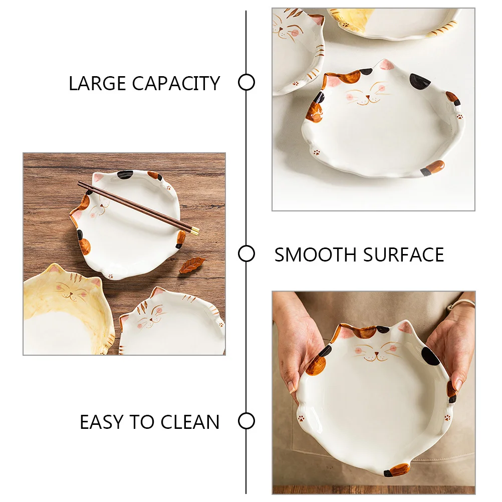 

Ceramic Cat Shaped Plate Exquisite Design Small Appetizer Dessert Salad Snack Serving Dish for Home Party Restaurant
