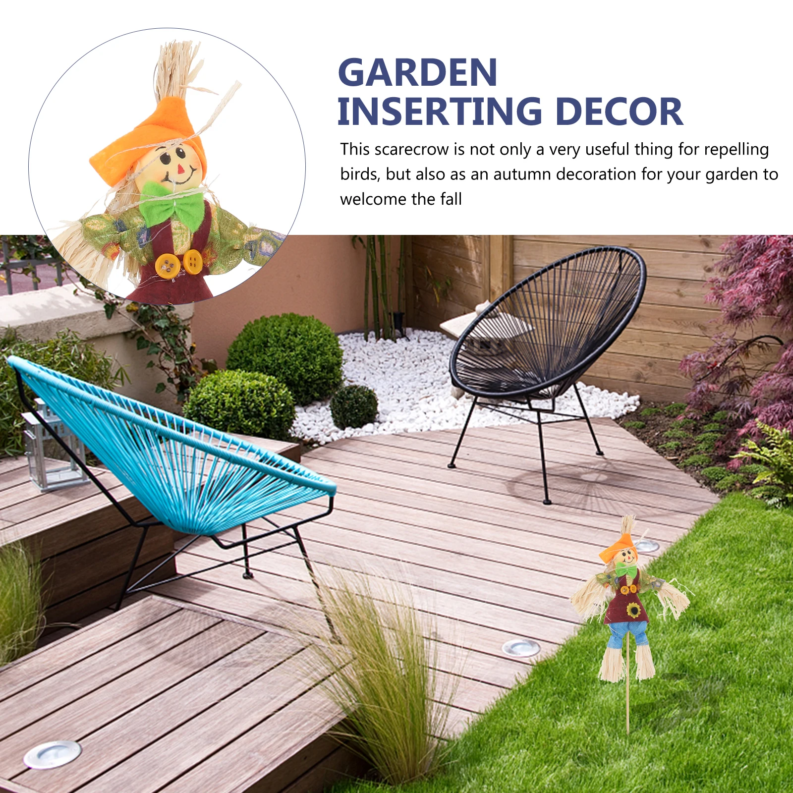 

4 Pcs Halloween Decorations Indoor Pumpkin Scarecrow Happy Decorate Outdoor Stake Fall outside Standing Straw Small