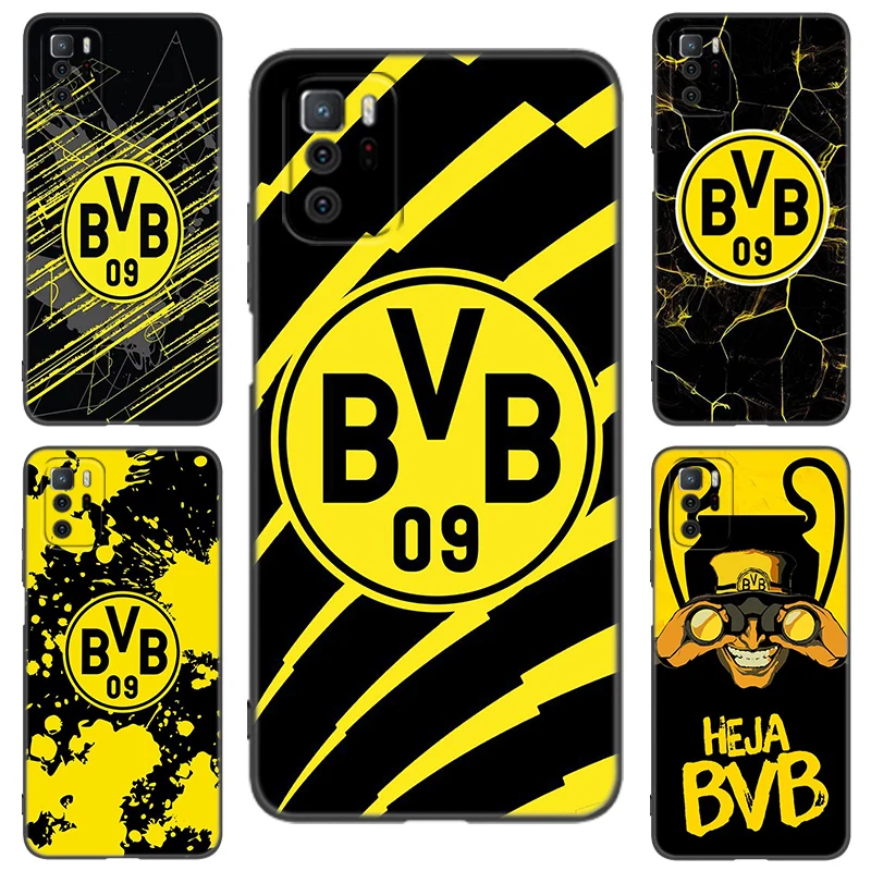 Черный силиконовый телефонный чехол Borussia D-Dortmunds для Xiaomi Redmi Note 10 11 11S 12 12R 13 13R Pro 12S 4G 11T 5G Plus 10S