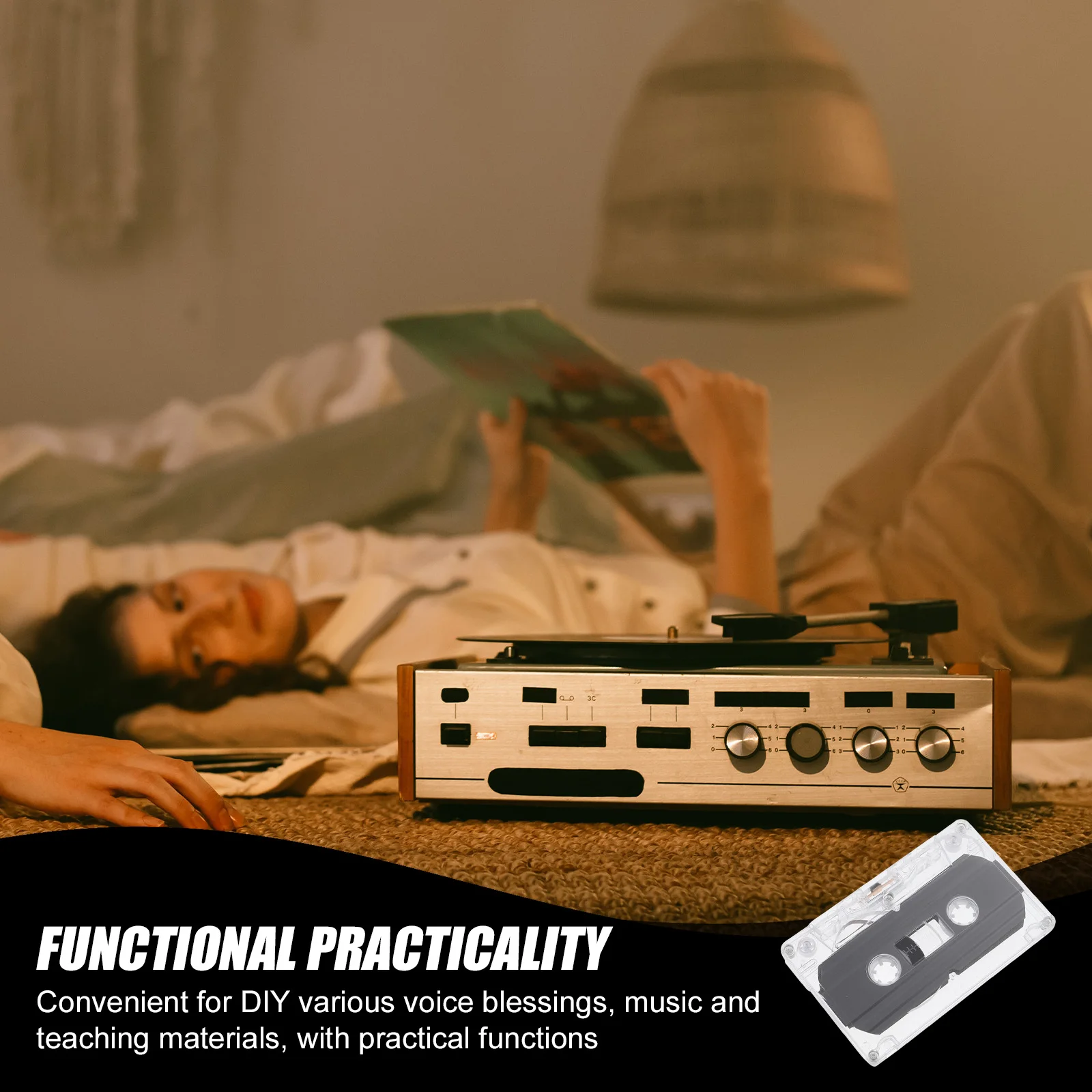 

2pcs Blank Cassette Tapes 30 Min Recording Time Low Noise Audio Tape Voice Blessings Teaching Materials Transparent Shell