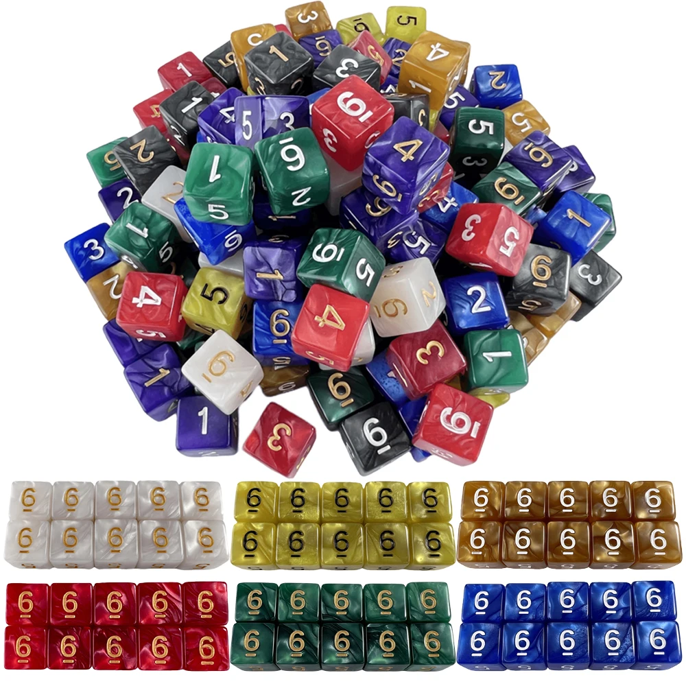 10pcs/set DND Dice Digital 1-6 Polyhedral 6 Sides Dice 16mm for TRPG Club Party Entertainment Table Game