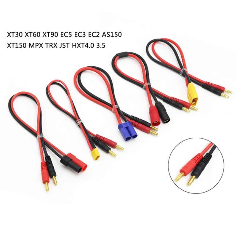 QS8 Male Head to 4.0mm Banana Plug B6 Charging Wire XT90/XT60/EC5 to 4.0 Gold-plated Banana Head Model Airplane Connection Cable
