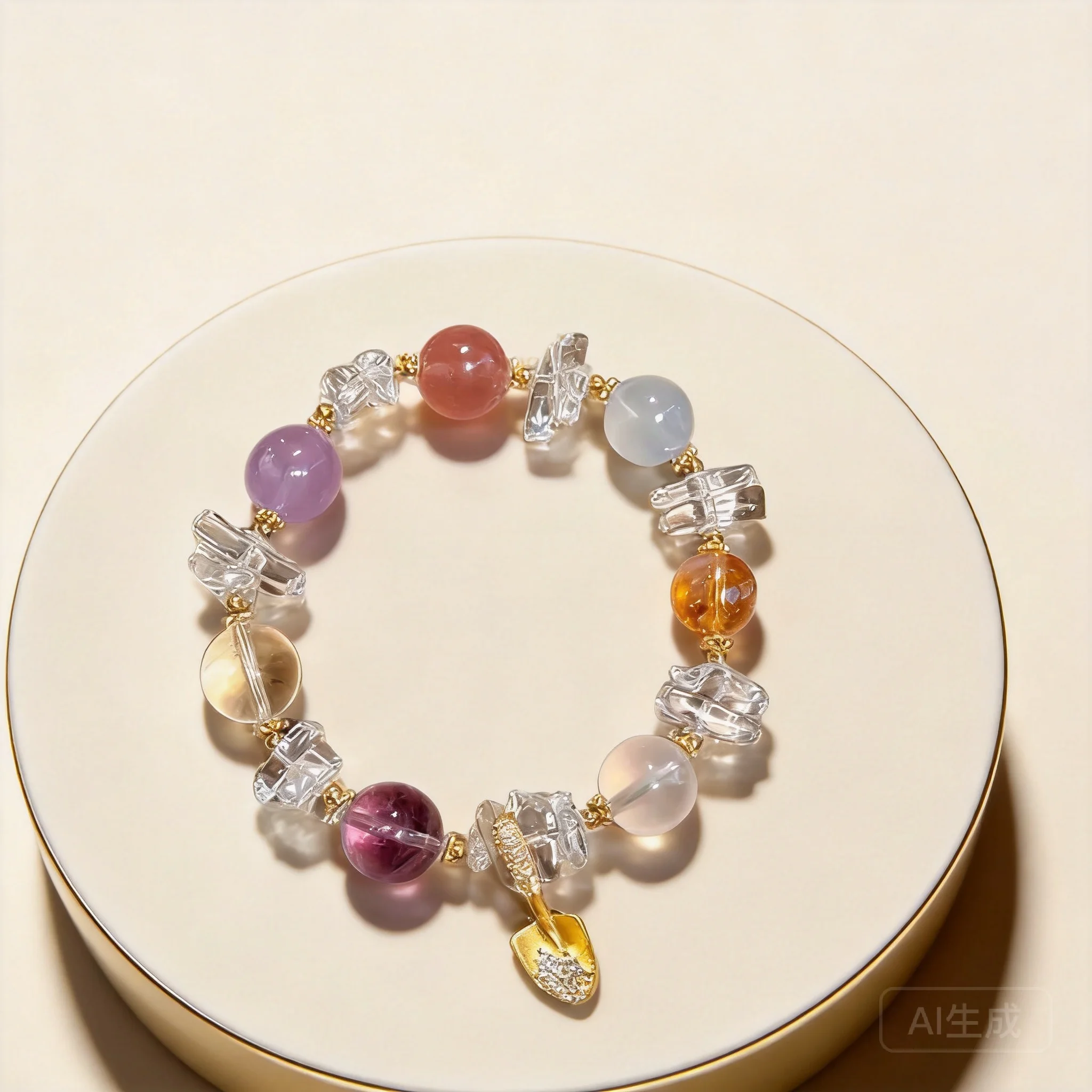 Chinese Style Lucky Fortune Attracting Natural Multi Treasure Crystal Bracelet Amethyst Citrine Aquamarine Clear Quartz Beaded