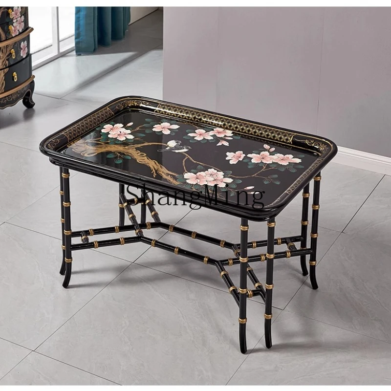 

SM new Chinese coffee table painted Zen retro tea table small apartment living room solid wood simple furniture