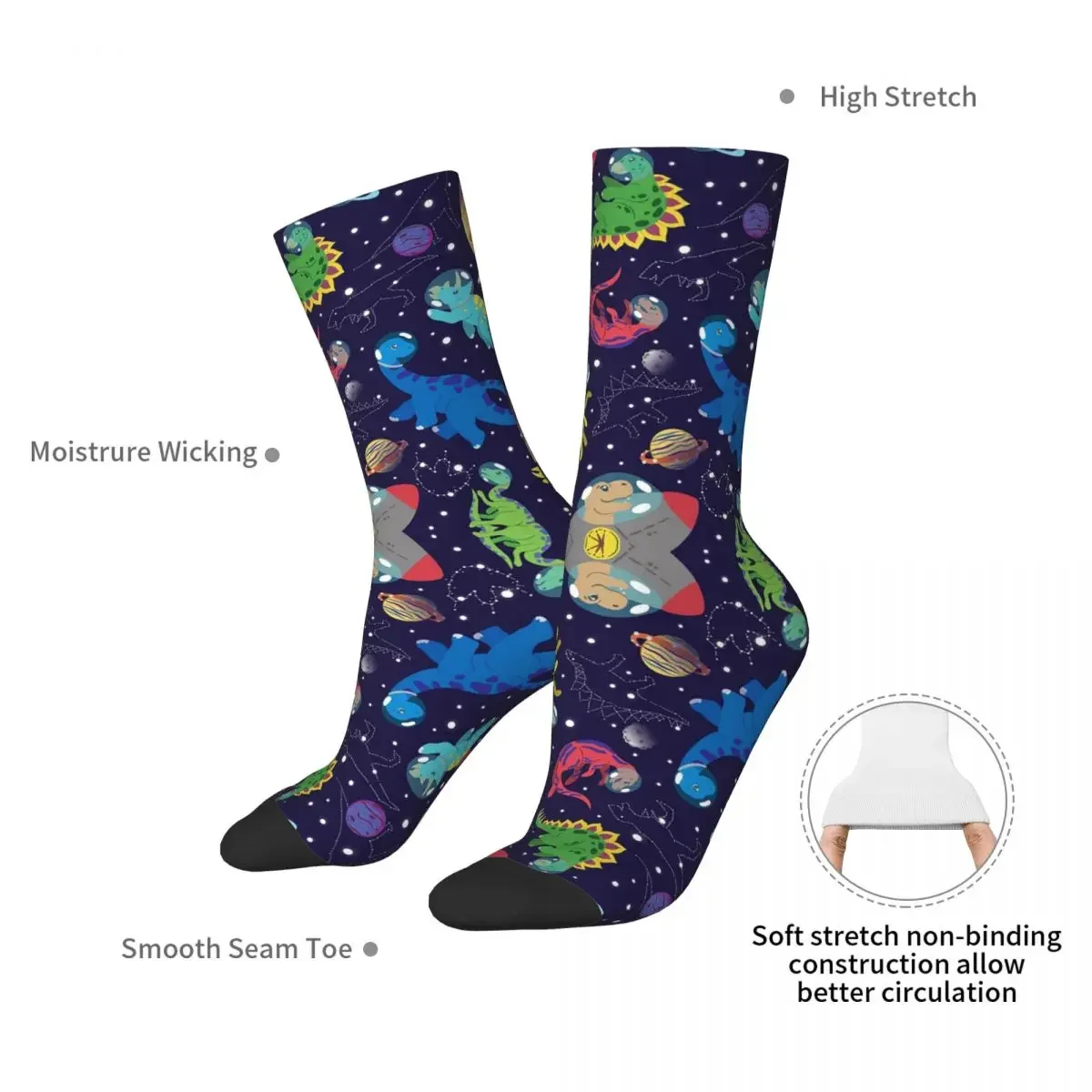 Raum Dinosaurier & Sternbilder Socken Harajuku Schweiß absorbierende Strümpfe ganzjährig lange Socken Zubehör für Unisex-Geschenke