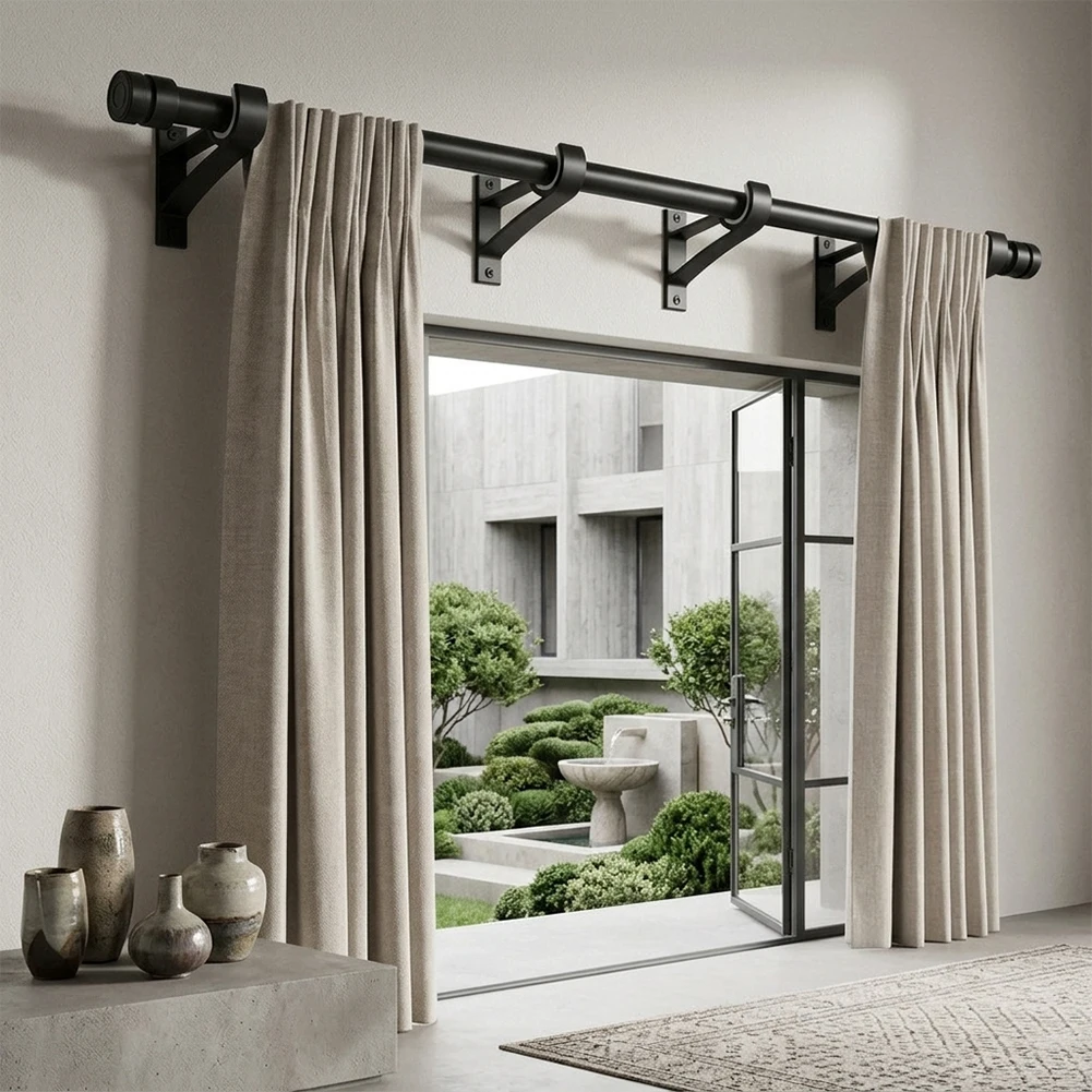For Heavy-Duty For 1-Inch Curtain Rod Holders in Black 4-Pack for aluminium Alloy Bracket Set for Secure Rod Mounting