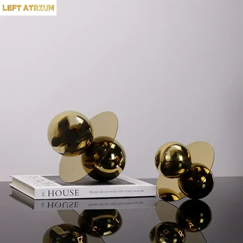 Stainless Steel Golden Ball Abstract Crafts Desk Decoration Sphericity Geometric Artwork Ornaments Room Aesthetics Decor