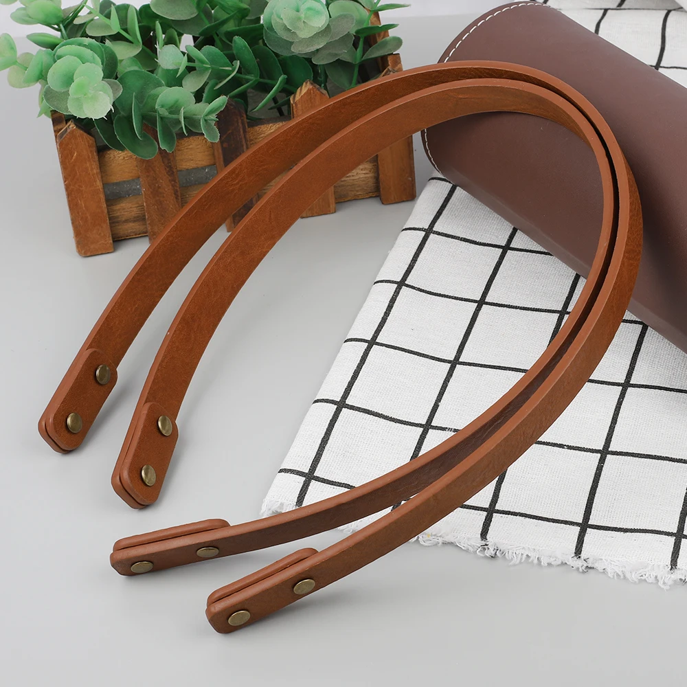 Vintage Soft Leather Bag Strap Handle Shoulder Belt Band Detachable Bronze Hardware Rivet Bag Handles for DIY Bag Accessories