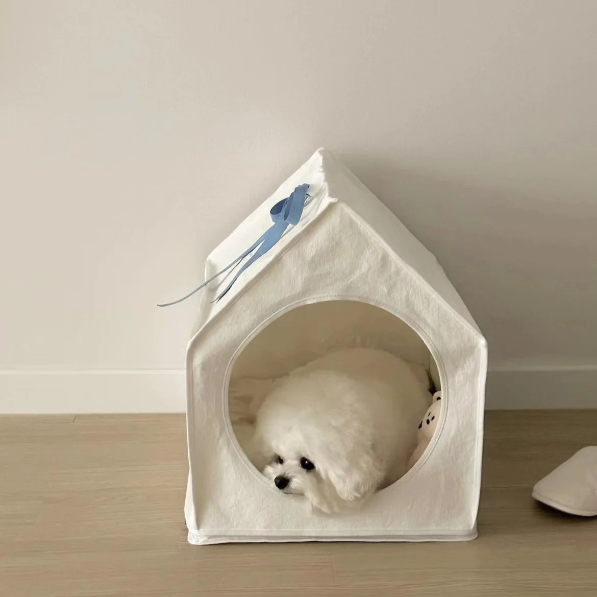 INS Solid Color All-Season Universal Pet Cat Puppy Bichon Teddy Bed Sleep Hut Removable Tent Semi-Enclosed Kennel Dog Supplies