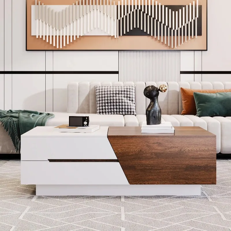 

Extensible sliding top white walnut coffee table farmhouse style living room furniture