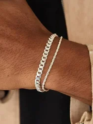 New Simple 925 sterling silver Jewelry Twist Chain Bracelet For Men Hip Hop Women Fashion Bracelet Party Accessories Wholesale