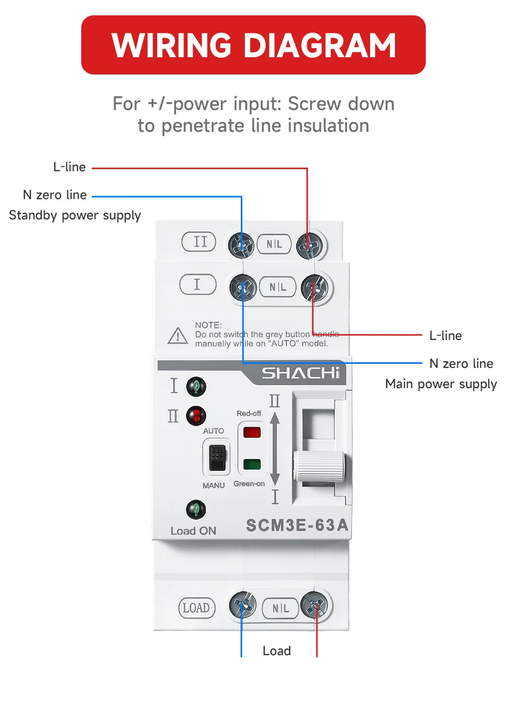SHACHI Mini ATS Automatic Transfer Switch AC 220V 110V 63A Din Rail Dual Power Electrical Selector Switches Uninterrupted Power