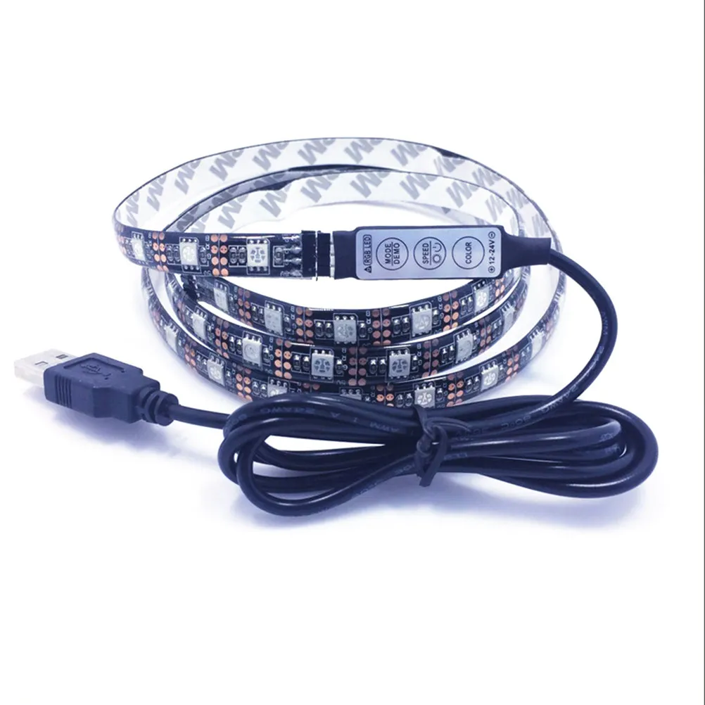 

Светодиодная лента USB, 2 м, 6,6 фута, водонепроницаемая, RGB 3528, 60 светодиодов, 5 В, самоклеящаяся, гибкая лампа для использования в помещении, на открытом воздухе, для кемпинга, рыбалки
