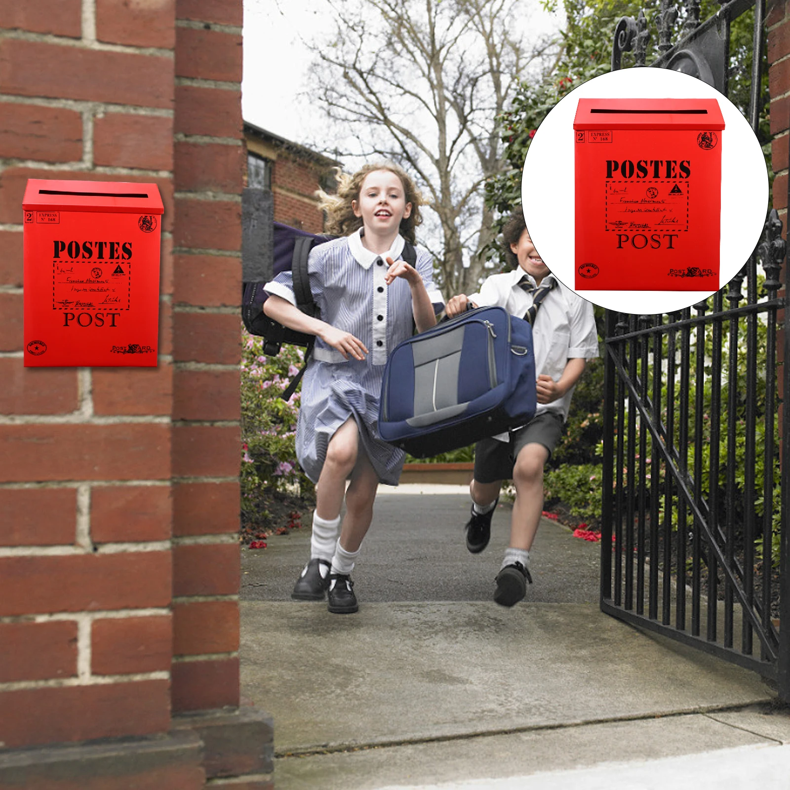 

Retro Tin Mailbox Large Storage Durable Safe Simple Design Practical Useful Newspaper Case Letter Box nament Folder Bag Home