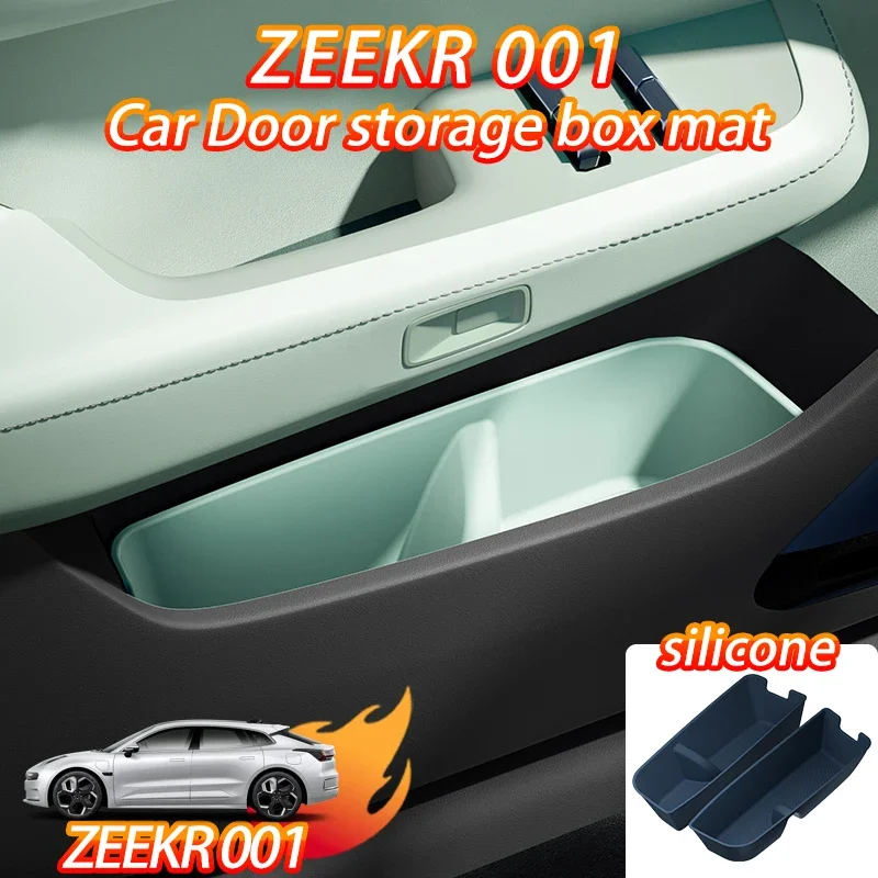 

For ZEEKR 001 storage box mat, Car door slot mat, garbage bag, interior decoration silicone accessories 2024 2025 Blue