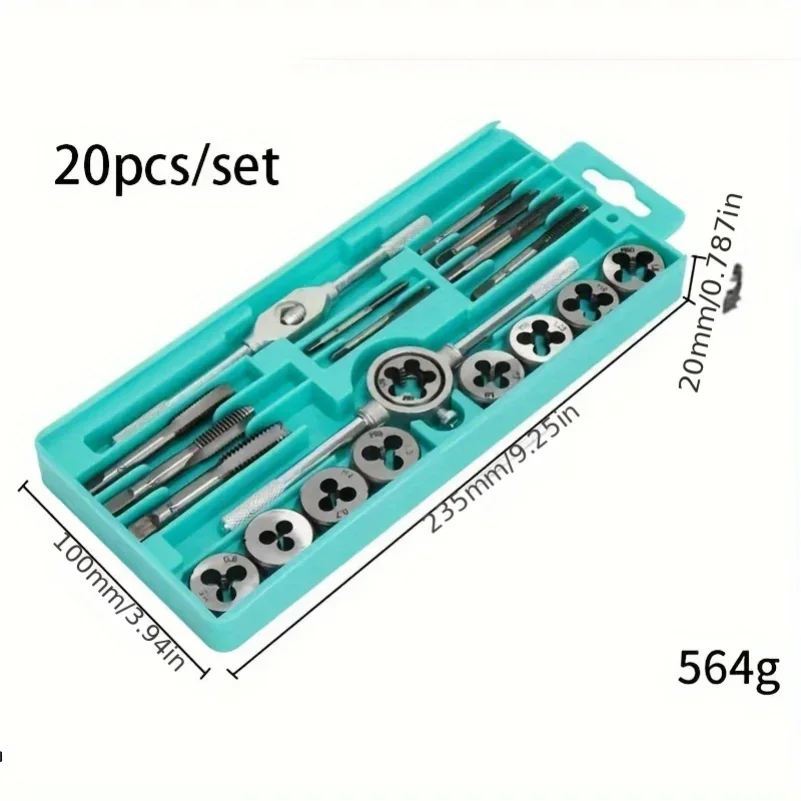 12/20/40pcs Ultimate Hand Tap and Die Set - Complete M3-M12 Screw Thread Plugs, Straight Taper Reamer Tools for DIY Enthusiasts