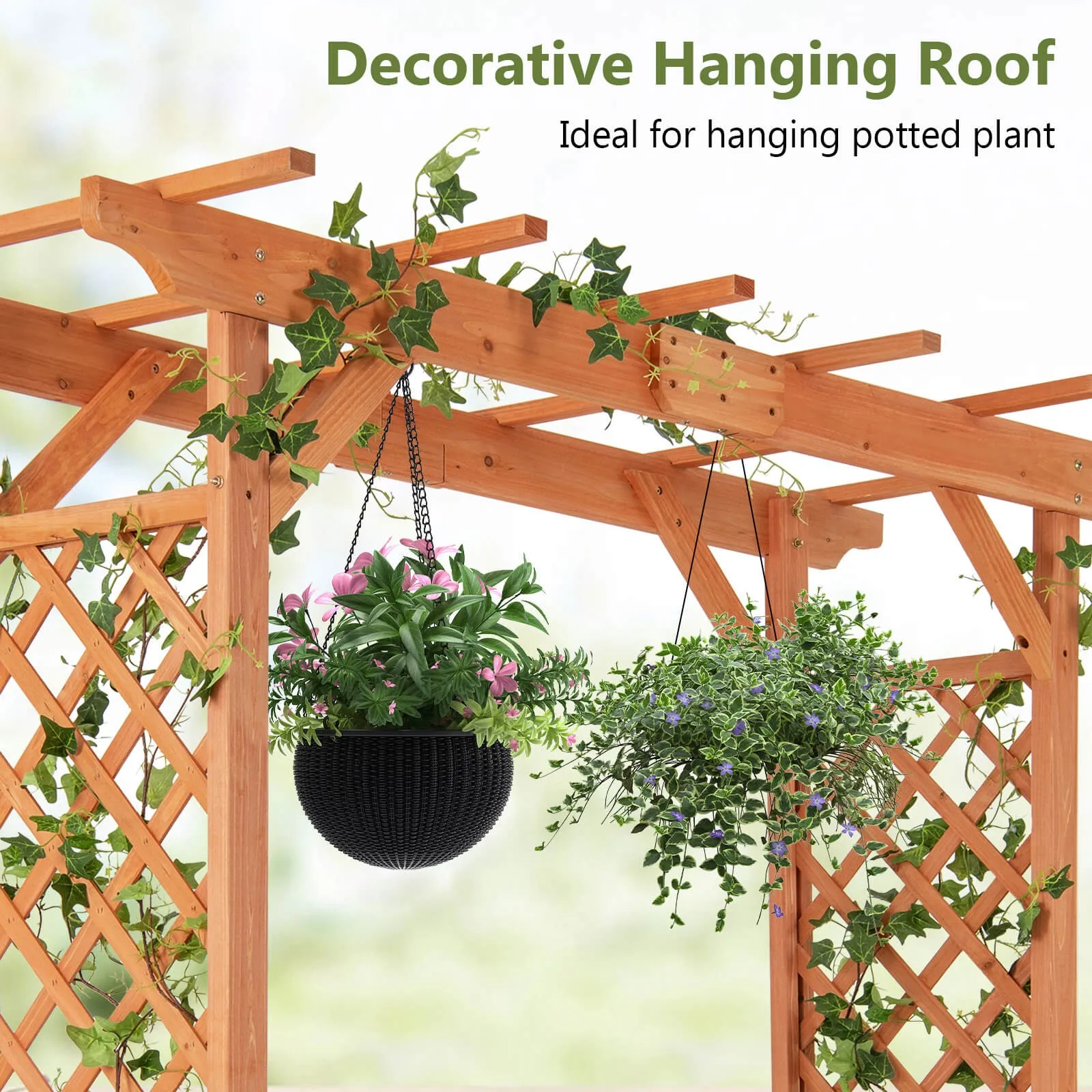 

Wooden Garden Arch Trellis Pergola Arbor Over 7FT High Patio Plant Outdoor