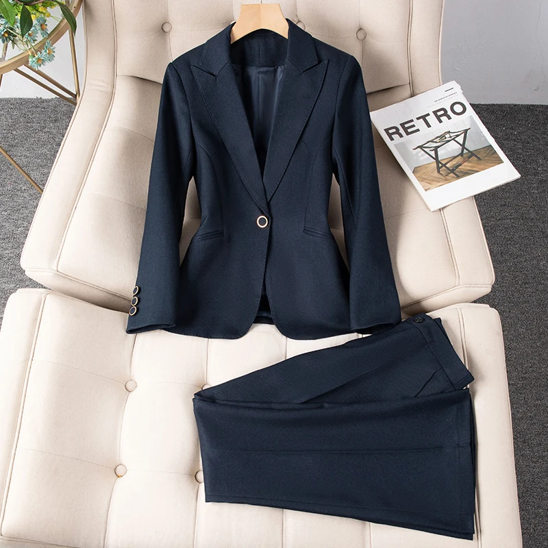 

ZJYT Autumn 2025 New Blazer Pants Set for Women Elegant Office Lady Workwear One-Button Jacket Trousers Suit Two Piece Outfit