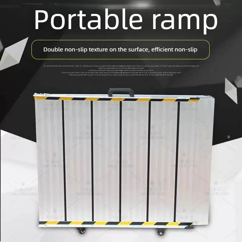 2026Up and down folding wheelchair ramp board portable mobile aluminum alloy pedal climbing stairs springboard barrier-free ramp