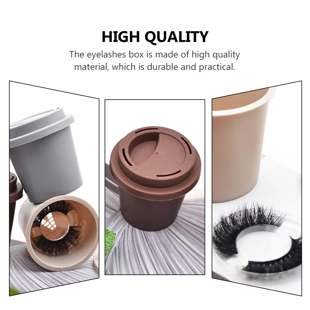 

3Pcs Mini Coffee Cup Style Eyelash Packing Case False Eyelash Organizer with Fine Workmanship Portable Storage Solution