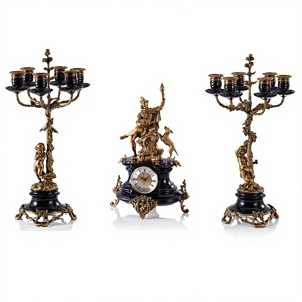 &c Luxury Antique Bronze Candle Holder Home Decor Porcelain Ceramic Tabletop Candelabra Accessories Porcelain Material