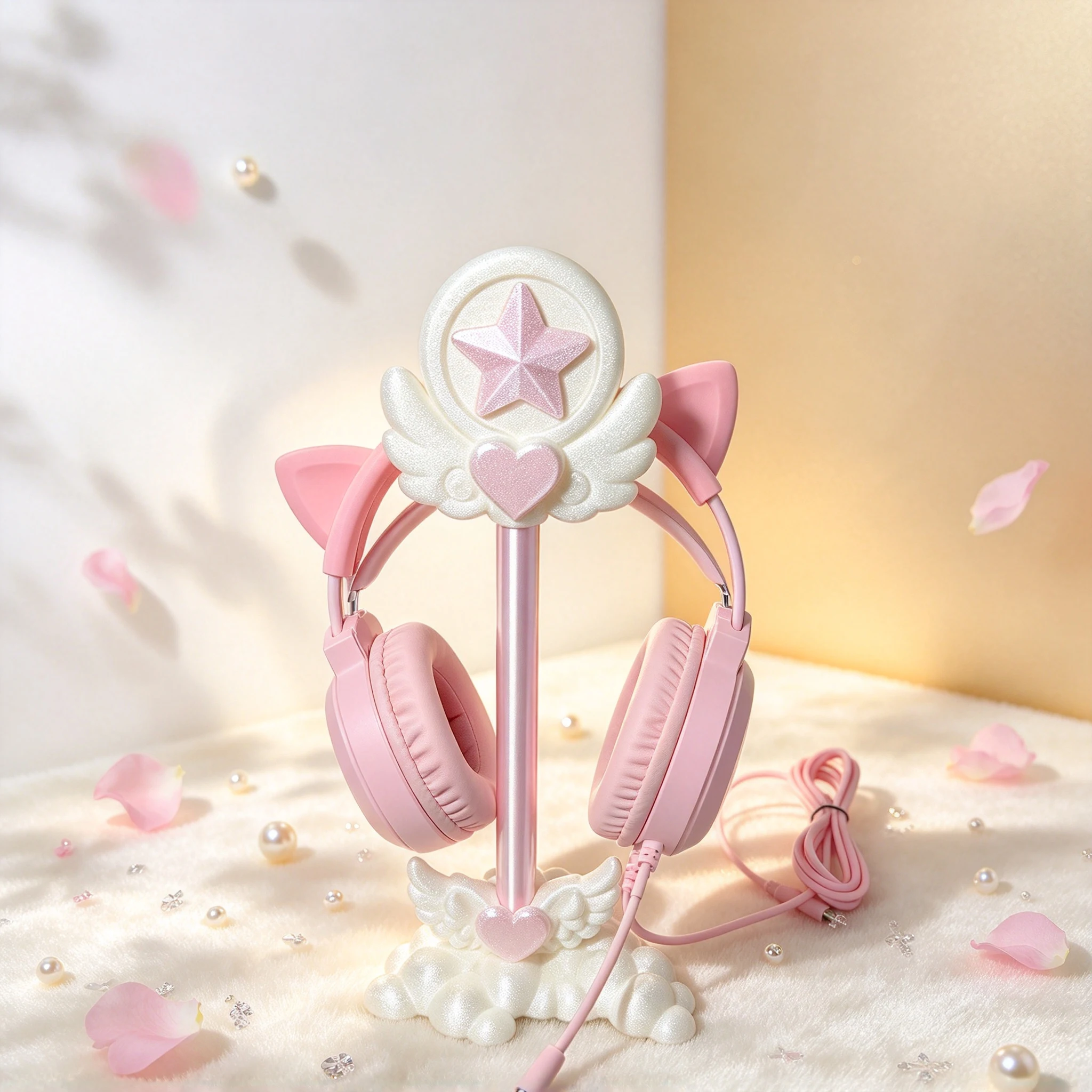 Magical Girl Headphone Stand Pink Headphone Hanger Desktop Decoration Storage Ornament Cat Ear Cute Headphone Hanger Decor Gift