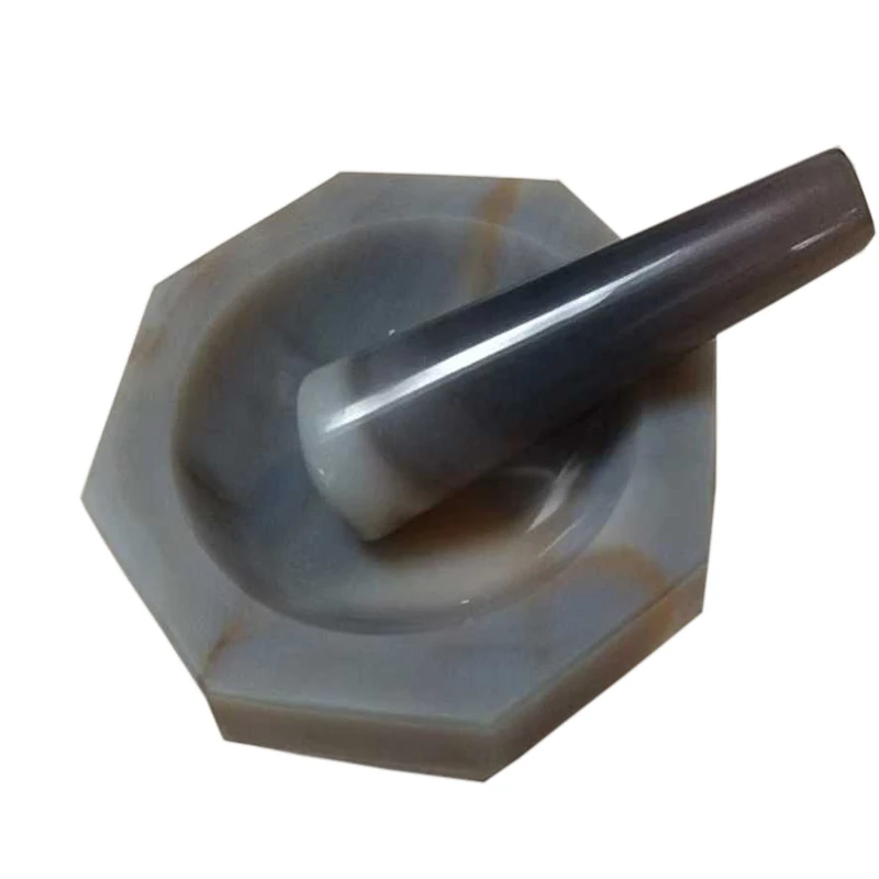 Premium-Mörser und Stößel aus natürlichem Achat der Güteklasse A, 1 Jahr Garantie für den Einsatz im Labor