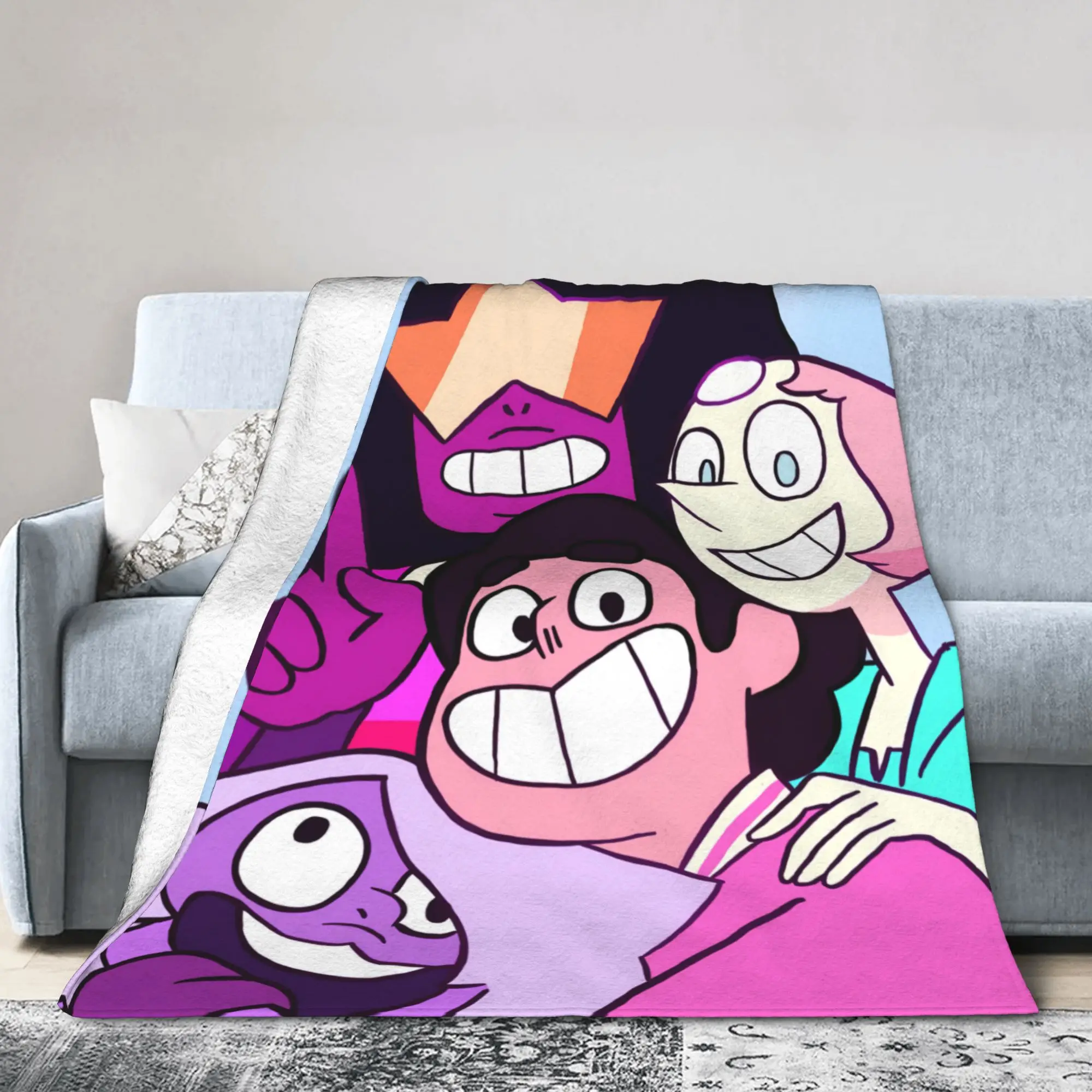 Steven Universe  Flannel Throw Blankets Anime  Blankets for Sofa Car Soft Quilt,