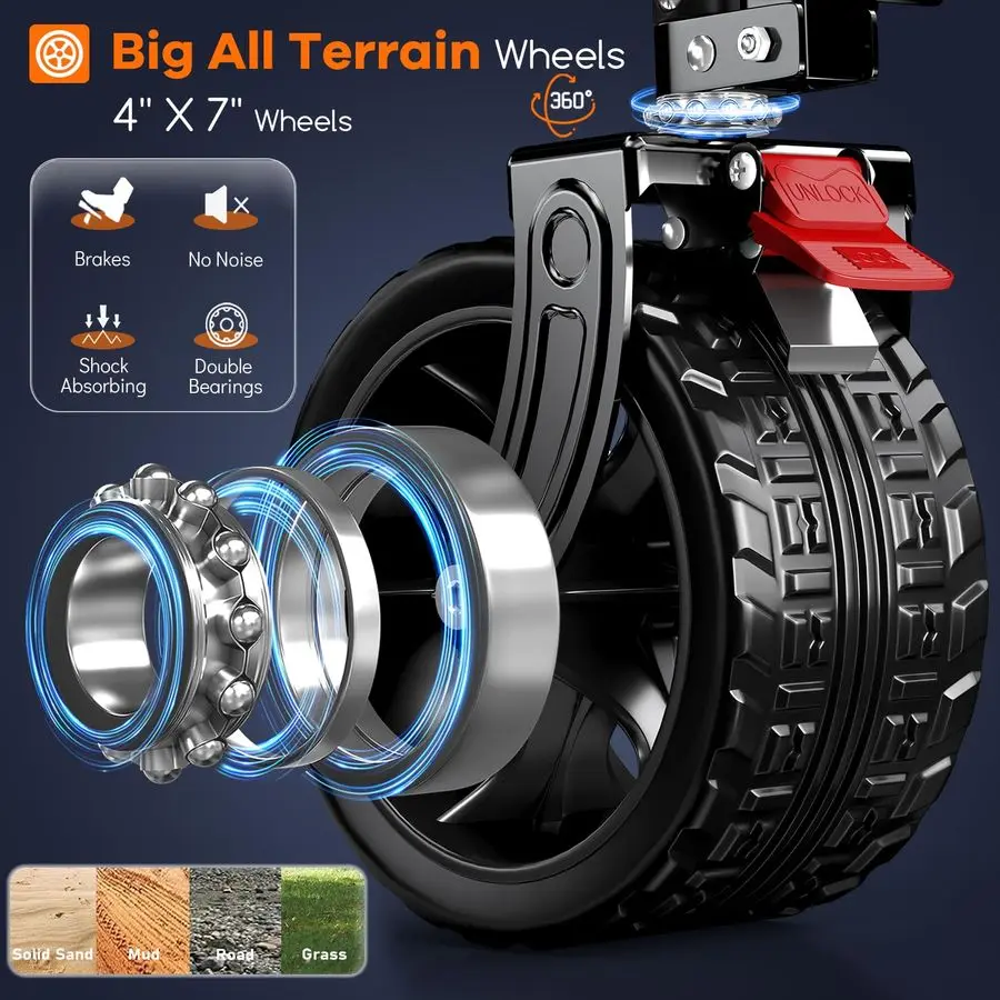 Wózek Składany L, Wytrzymały, Udźwig 250 kg, Pojemność 300L, Składane Wózki Plażowe z Dużymi Kołami Terenowymi, Uniwersalne