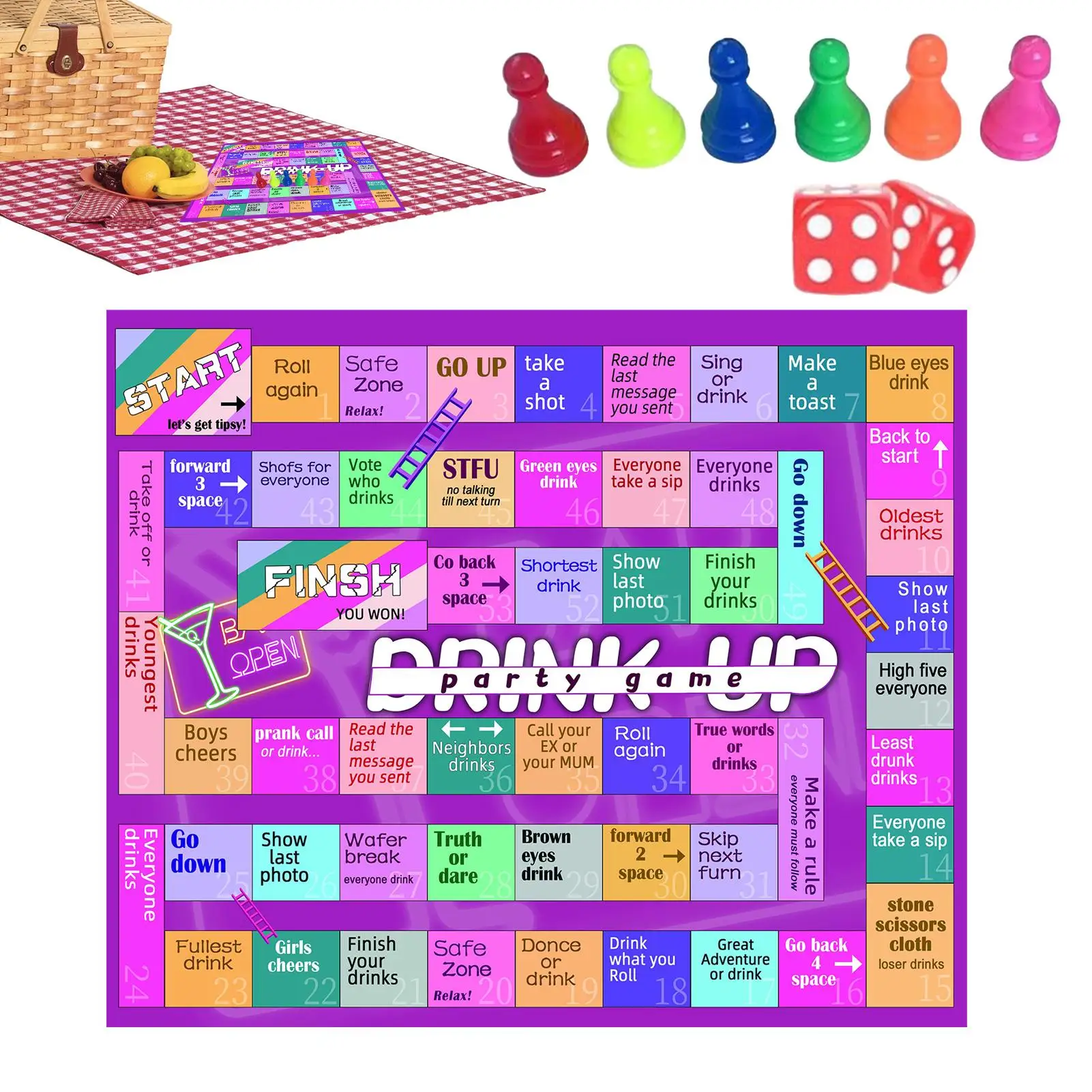 ألعاب الشرب، ألعاب النرد المضحكة للبالغين، أنشطة الحفلات العائلية التفاعلية للتجمعات في الهواء الطلق والتاريخ الليلي #3
