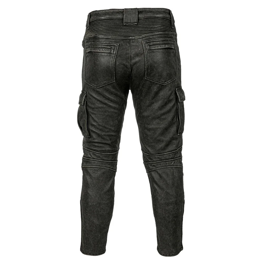 Motorcycle Leather Pant Vintage Real Cowhide Trousers Men's Motor Riding s Biker