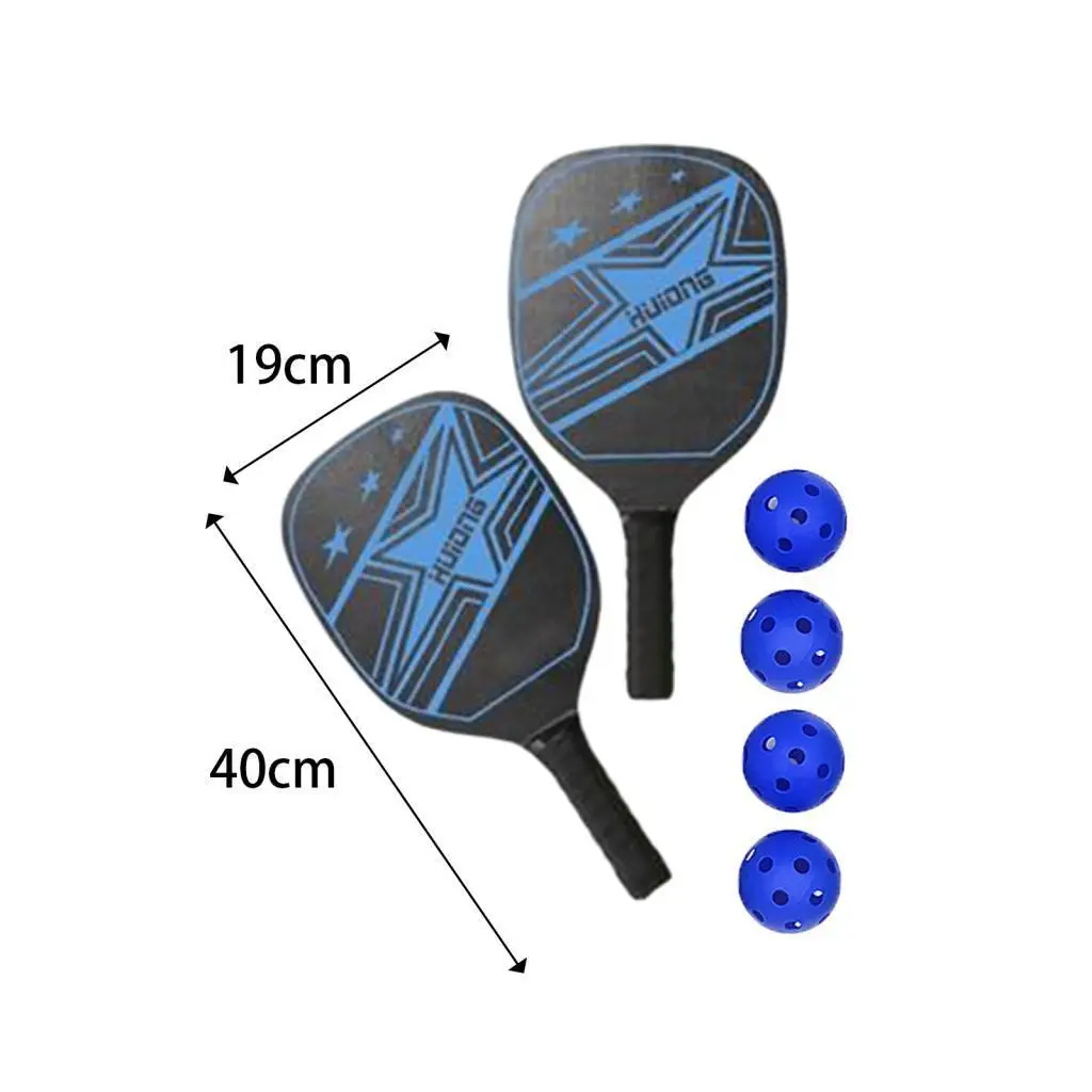 2x Pickleball Paddles พร้อมลูกบอล 4 ชิ้นและกระเป๋าเก็บไม้ Pickleball