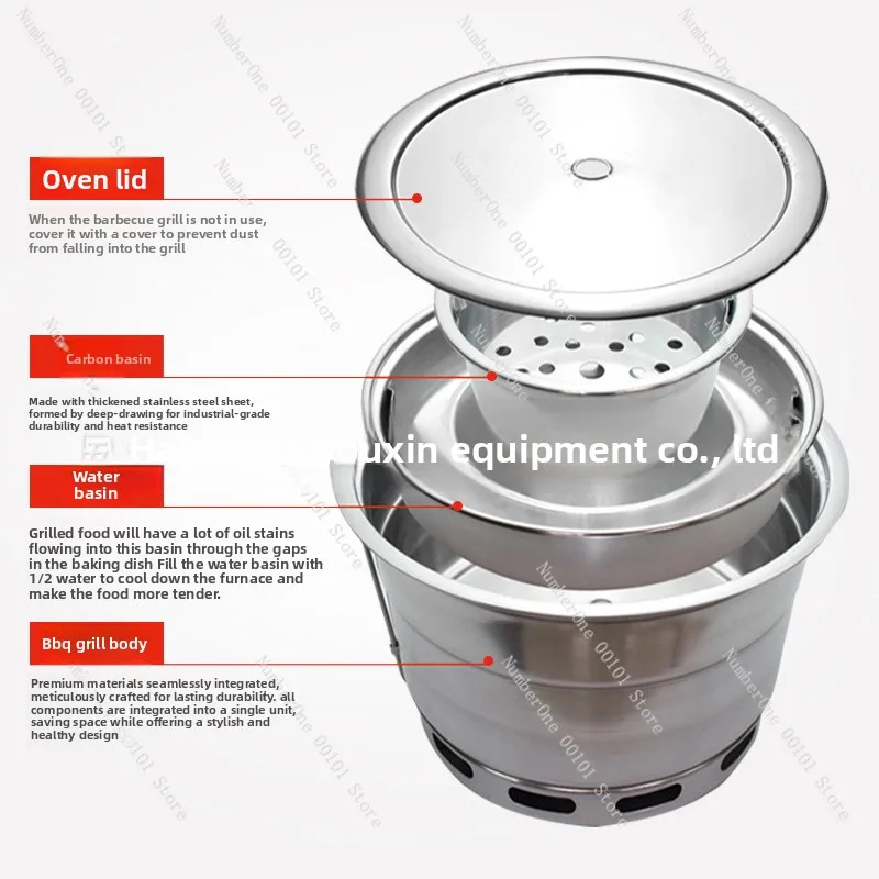 Upper smoke exhaust stainless steel carbon stove | Korean charcoal grill