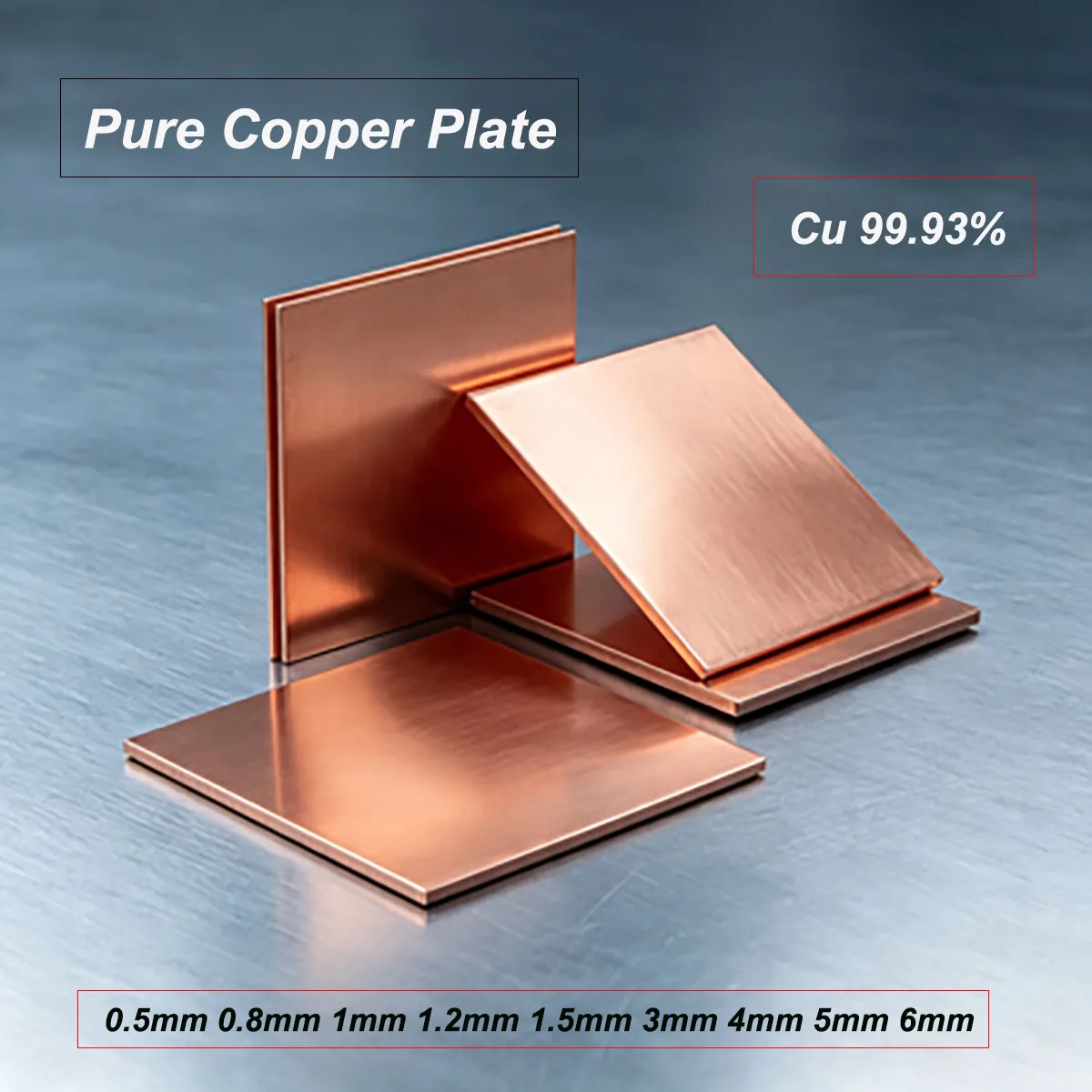 1Pcs Pure Copper Plate 0.5mm 0.8mm 1mm 1.2mm 1.5mm 3mm 4mm 5mm 6mm Cu99.93% Special for Scientific