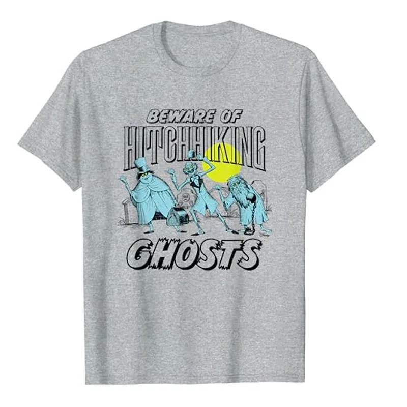 HItchhiking Ghost T-Shirt Horror Style Halloween Costume Gifts Cotton Short Sleeve Blouses Cool Humor Funny Graphic Tee Y2K Top