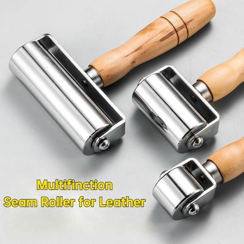 3 Size Leather Edge Roller Creaser Stainless Steel Glue Laminating Tool Belt/Wallet DIY Craft Gift for Leatherworking Lovers