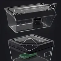 Reptile Habitat Terrarium Breeding Box Feeding Box with Thermometer Transparent Acrylic Anti-escape for Lizard Scorpion Spider